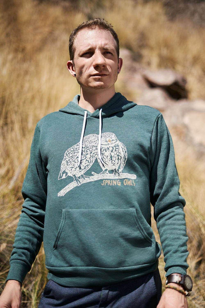 Love Birds Hoodie (unisex) - Spring Owls - Hoodies - Airlume Cotton + Polyester, Bella + Canvas, eco-friendly, ethically made, Gaia Bertoncini, hoodies, owls, sustainable - Spring Owls