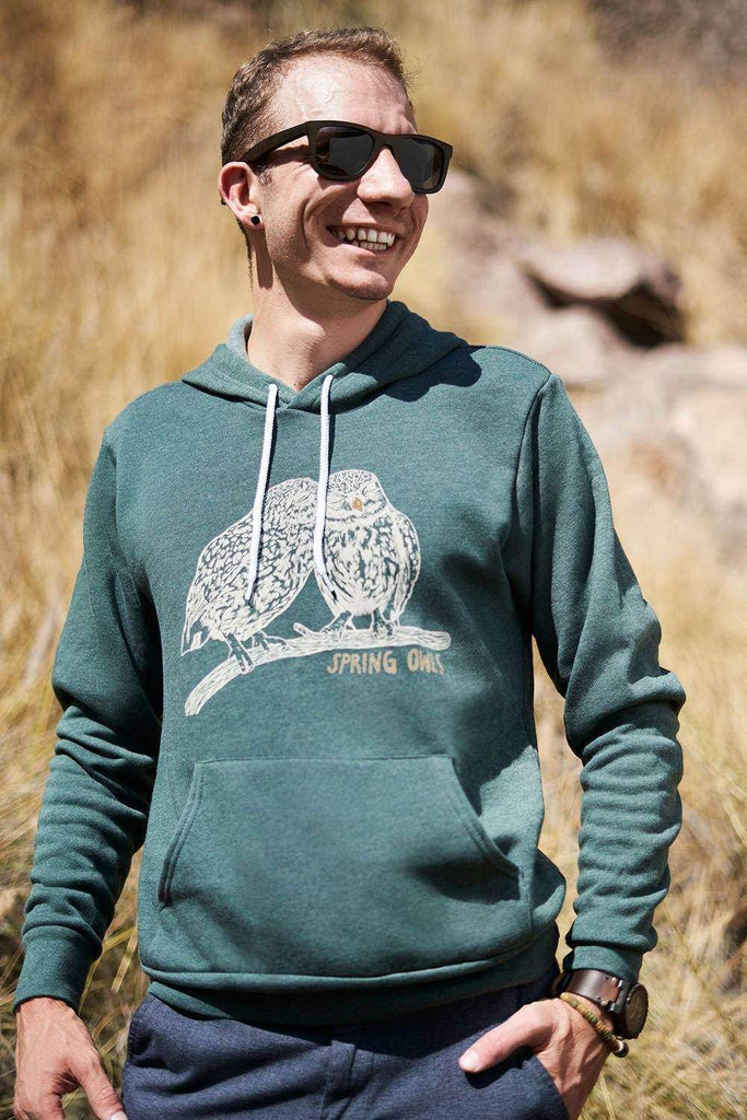 Love Birds Hoodie (unisex) - Spring Owls - Hoodies - Airlume Cotton + Polyester, Bella + Canvas, eco-friendly, ethically made, Gaia Bertoncini, hoodies, owls, sustainable - Spring Owls