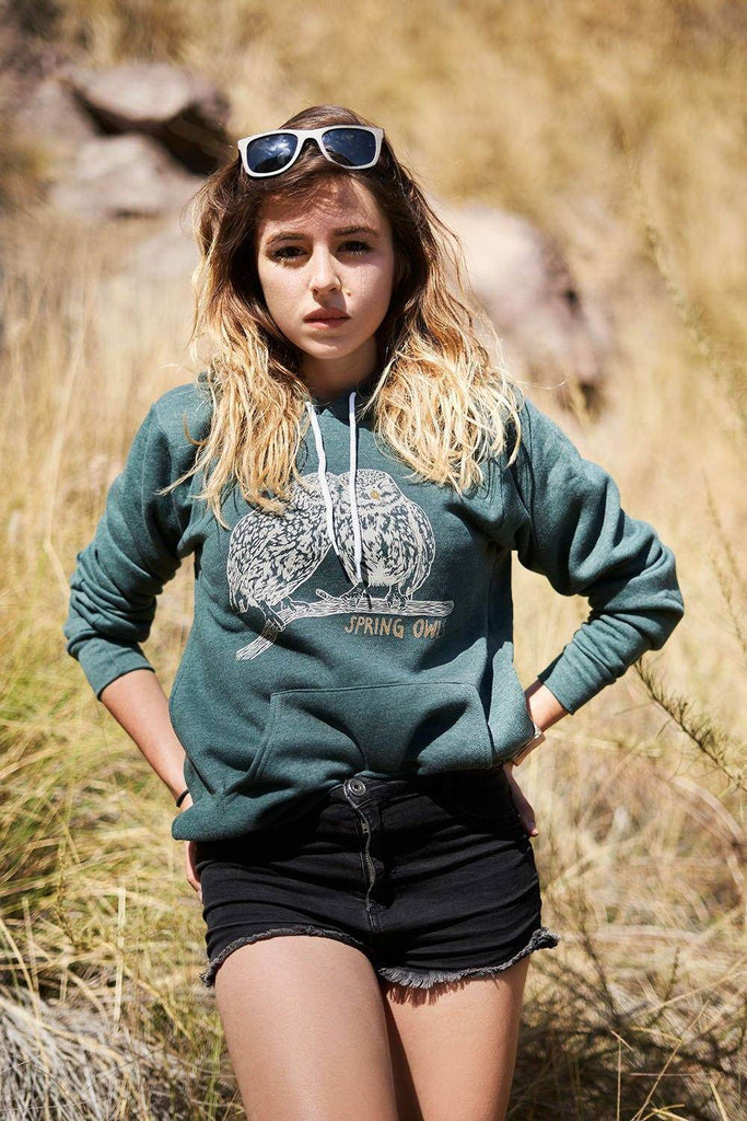Love Birds Hoodie (unisex) - Spring Owls - Hoodies - Airlume Cotton + Polyester, Bella + Canvas, eco-friendly, ethically made, Gaia Bertoncini, hoodies, owls, sustainable - Spring Owls